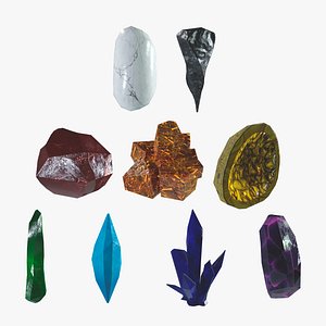 3D Collection of Stylized Magic Crystals model