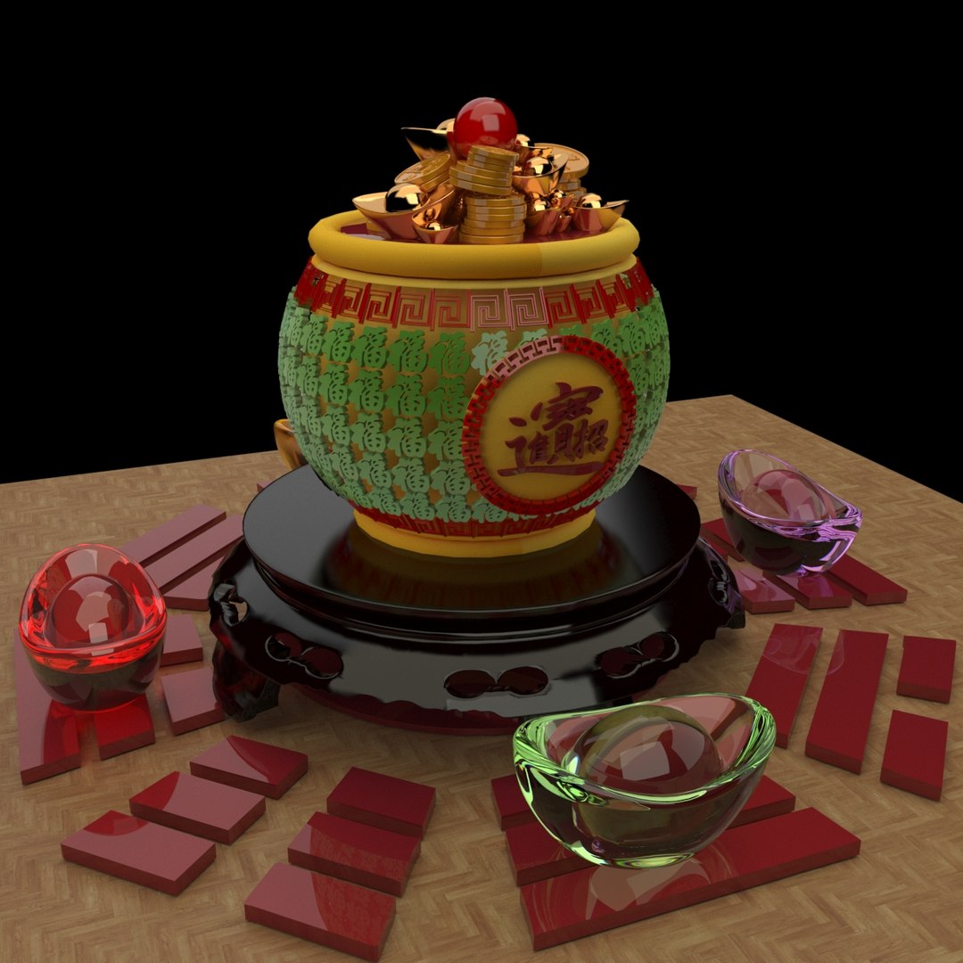Chinese Treasure Pot 3D - TurboSquid 2146323