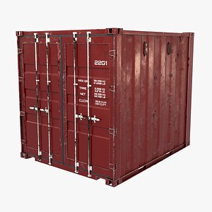 Intermodal Shipping Container 10-foot-long Red Aged