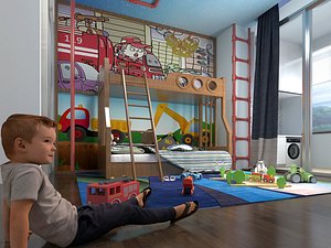 3D Modern Children Room Kids room - Bed Room