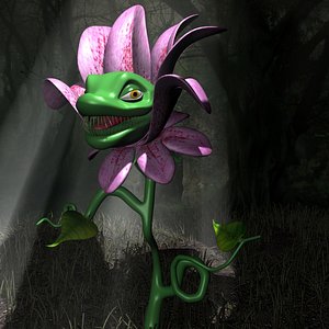cartoon carnivorous plant rigged 3d model