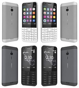 nokia 230 black white 3d model