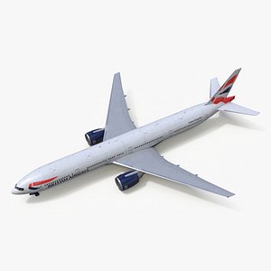 3D British Airways Boeing 777 Rigged for Maya
