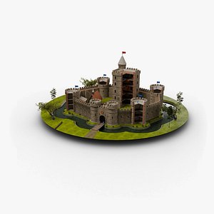 Medieval Castle Cutaway Diorama with Furnished Interior
