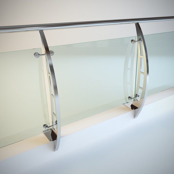 steel railing glass 3d model