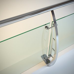 steel railing glass 3d model