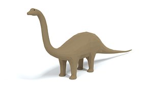 3D Low Poly Cartoon Diplodocus Dinosaur