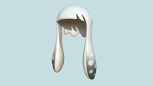 3D Inkling Hair 10 White - Splatoon Character Design model
