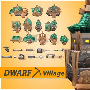 3D Dwarf RTS Fantasy Buildings