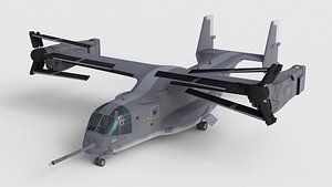 V-22 Osprey gray military transport aircraft 3D model