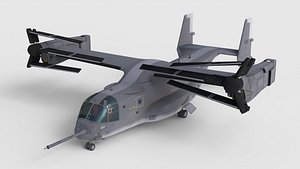 V-22 Osprey gray military transport aircraft 3D model