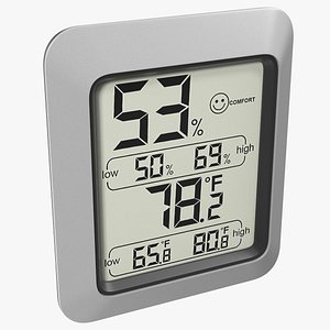 3D Indoor Hygrometer and Thermometer Black model