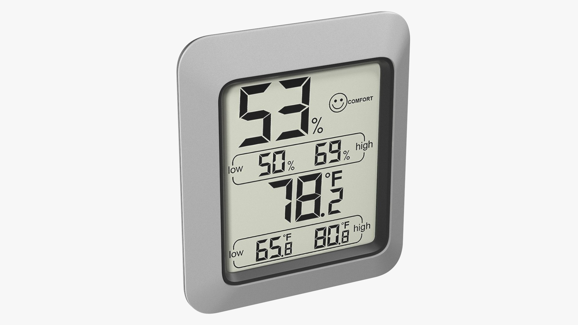 Indoor Hygrometer and Thermometer Black 3D model preview
