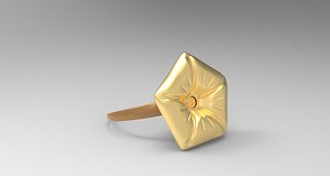 3D Pentagonal Flower Ring Gold