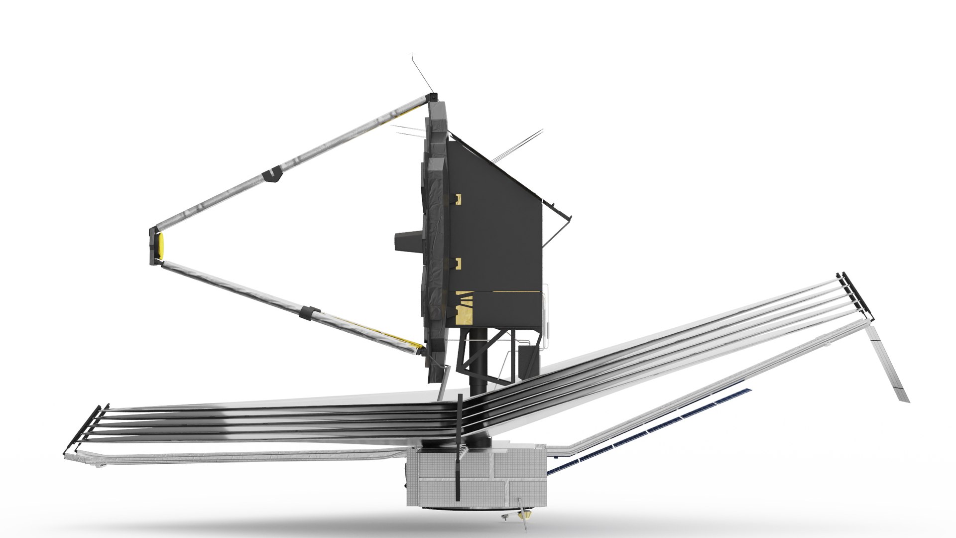 James Webb Space Telescope 3D model https://p.turbosquid.com/ts-thumb/it/9APVwy/6B/jameswebbspacetelescope3dsmodel014/jpg/1671410718/1920x1080/fit_q87/6eb31d13d50d0571059d4f94e603f792302d302f/jameswebbspacetelescope3dsmodel014.jpg