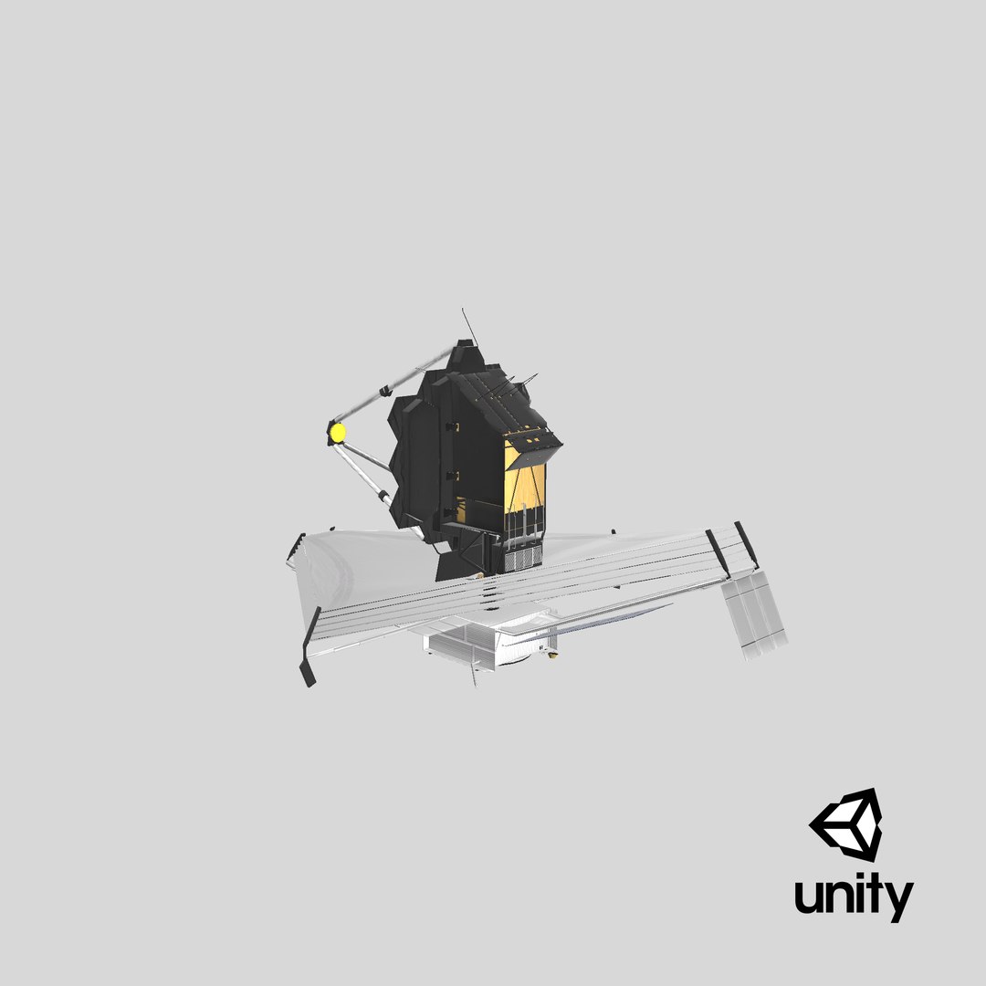 James Webb Space Telescope 3D model https://p.turbosquid.com/ts-thumb/it/9APVwy/9T/stemcell_unity_render/png/1674677422/1920x1080/fit_q87/d79e1c791ef2b1f9007b97fd509f027b7fc2ac31/stemcell_unity_render.jpg