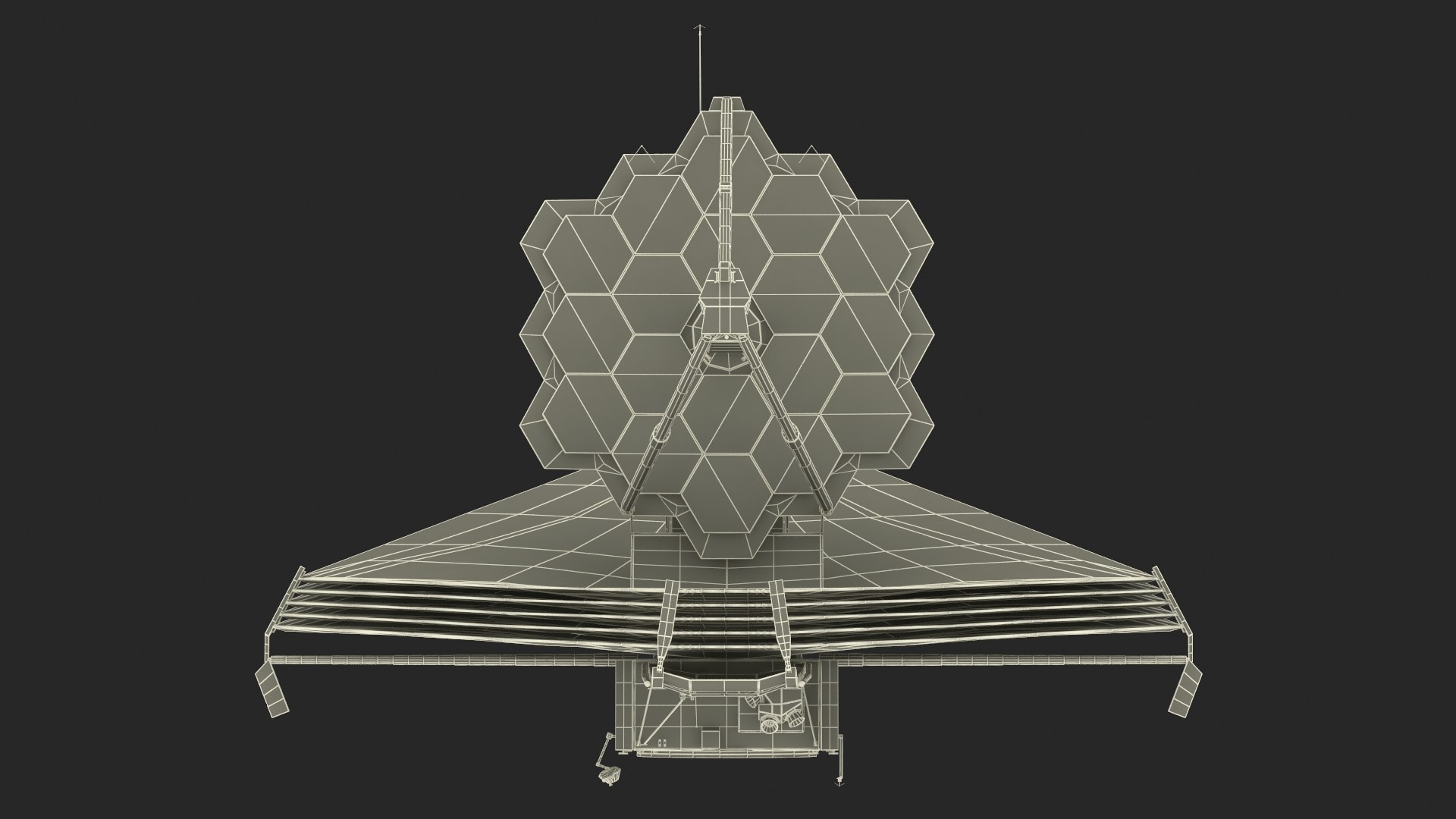 James Webb Space Telescope 3D model https://p.turbosquid.com/ts-thumb/it/9APVwy/Iv/jameswebbspacetelescope3dsmodel034/jpg/1671410768/1920x1080/fit_q87/d98cb90c946564e5c8b995ed41004a8ecc9d8ff7/jameswebbspacetelescope3dsmodel034.jpg