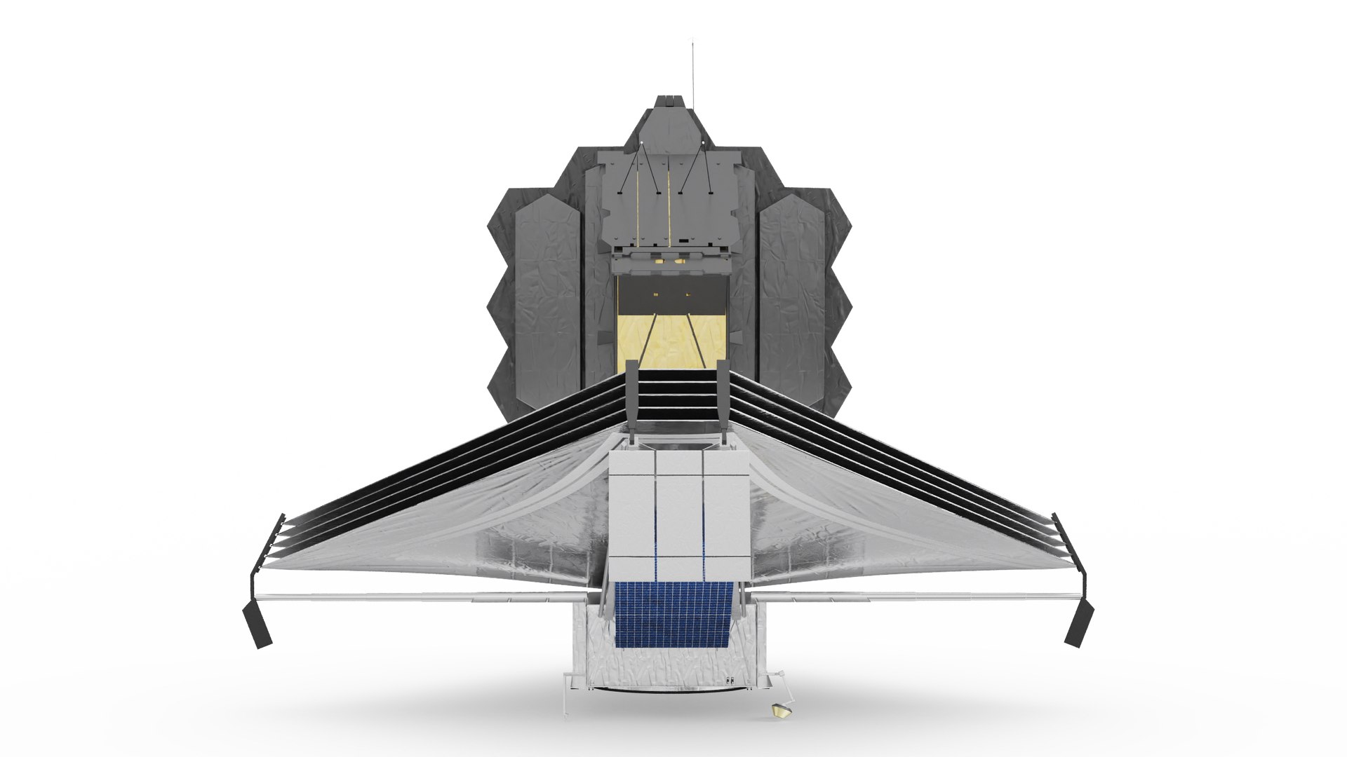 James Webb Space Telescope 3D model https://p.turbosquid.com/ts-thumb/it/9APVwy/NX/jameswebbspacetelescope3dsmodel017/jpg/1671410728/1920x1080/fit_q87/586af3f0d2dfb7b817e6b01649fba9755b43a9c7/jameswebbspacetelescope3dsmodel017.jpg