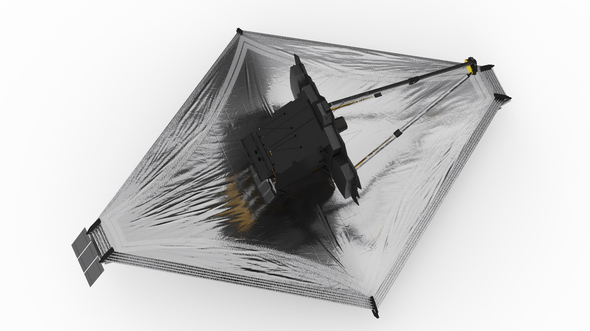 James Webb Space Telescope 3D model https://p.turbosquid.com/ts-thumb/it/9APVwy/U7/jameswebbspacetelescope3dsmodel012/jpg/1671410711/1920x1080/fit_q87/fd68471dbef68db40659be87274a3d0df81d4a95/jameswebbspacetelescope3dsmodel012.jpg
