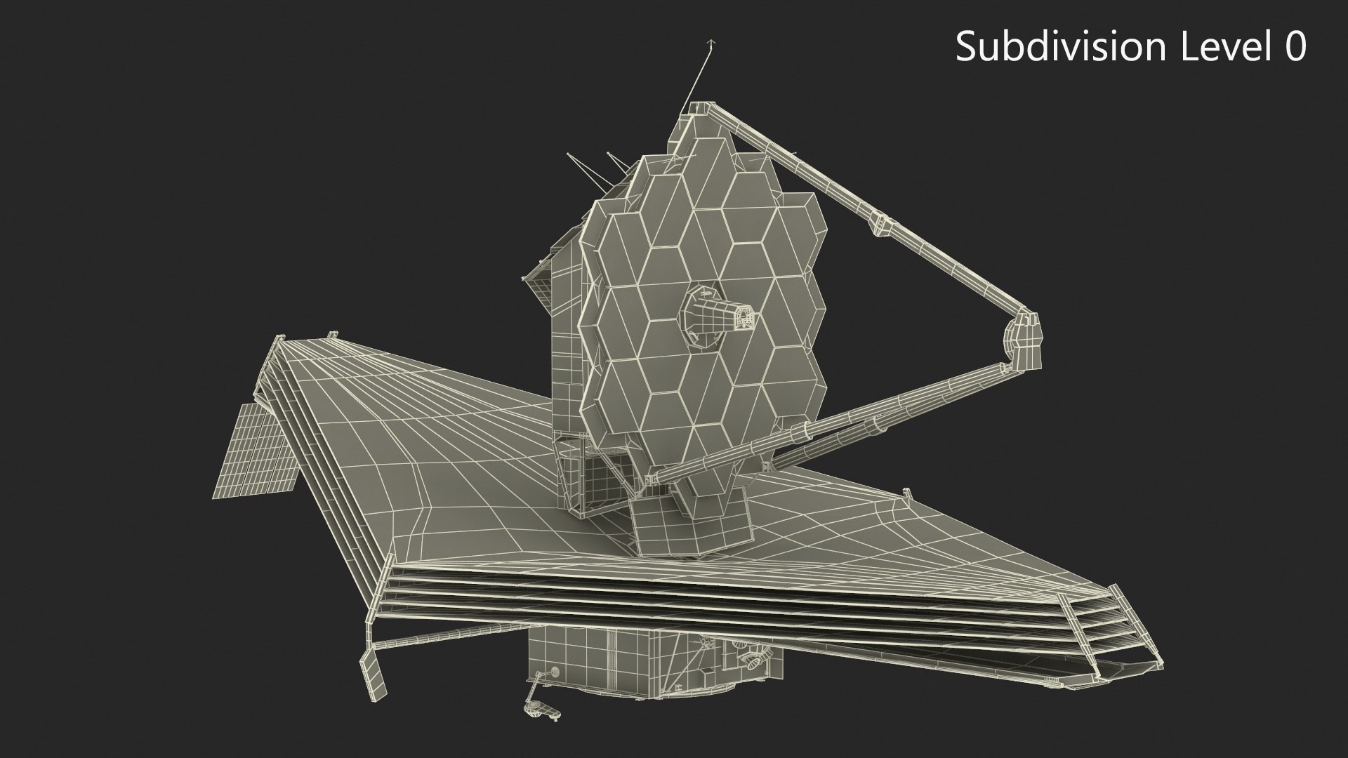 James Webb Space Telescope 3D model https://p.turbosquid.com/ts-thumb/it/9APVwy/Uy/jameswebbspacetelescope3dsmodel020/jpg/1671410738/1920x1080/fit_q87/9192c833dcb65f21bd823897417d2980c8cad681/jameswebbspacetelescope3dsmodel020.jpg
