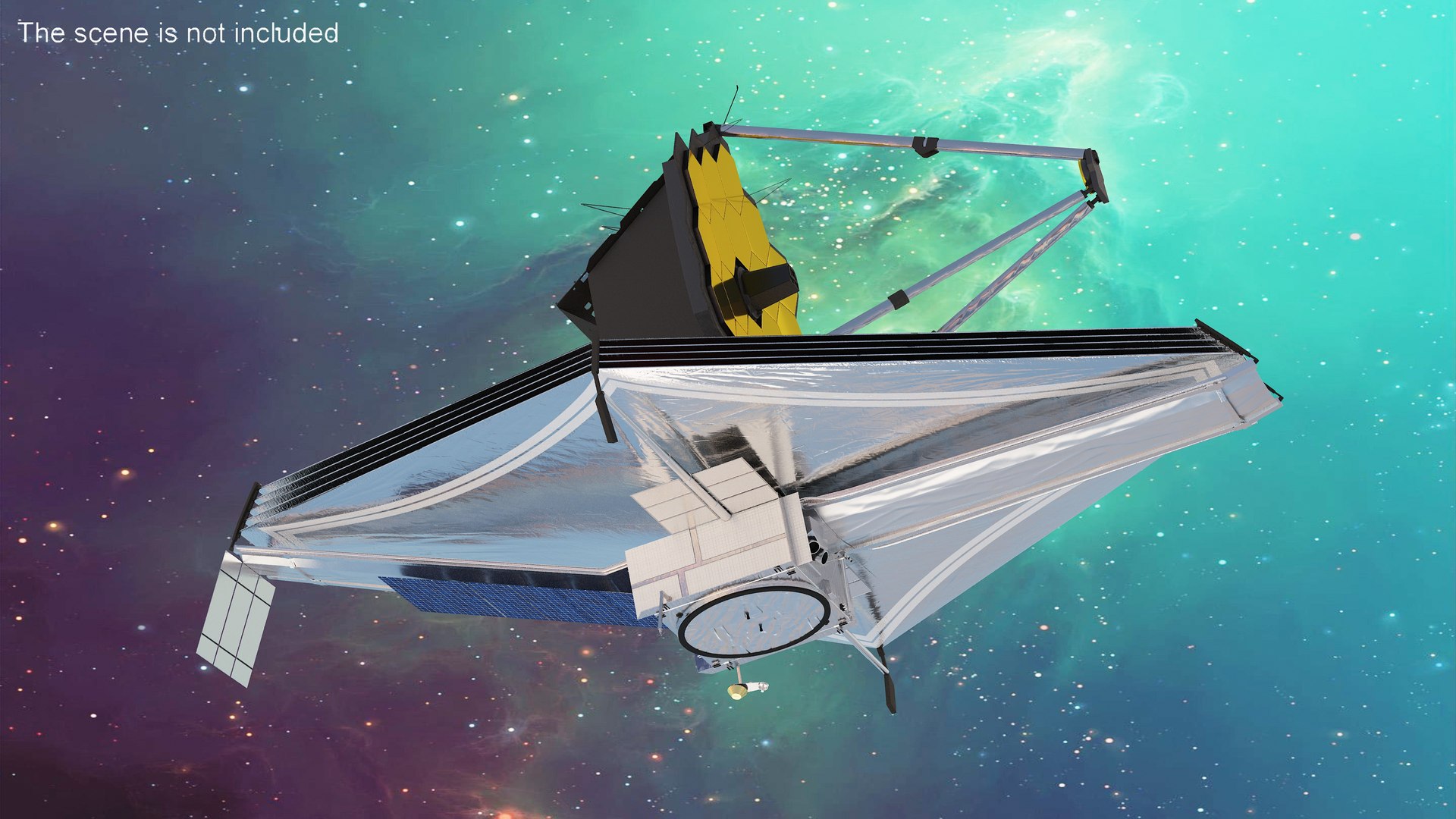 James Webb Space Telescope 3D model https://p.turbosquid.com/ts-thumb/it/9APVwy/Yc/jameswebbspacetelescope3dsmodel002/jpg/1671410676/1920x1080/fit_q87/5f1d5492e4b83ae9b4b21460ae02dce10d5ff7b3/jameswebbspacetelescope3dsmodel002.jpg