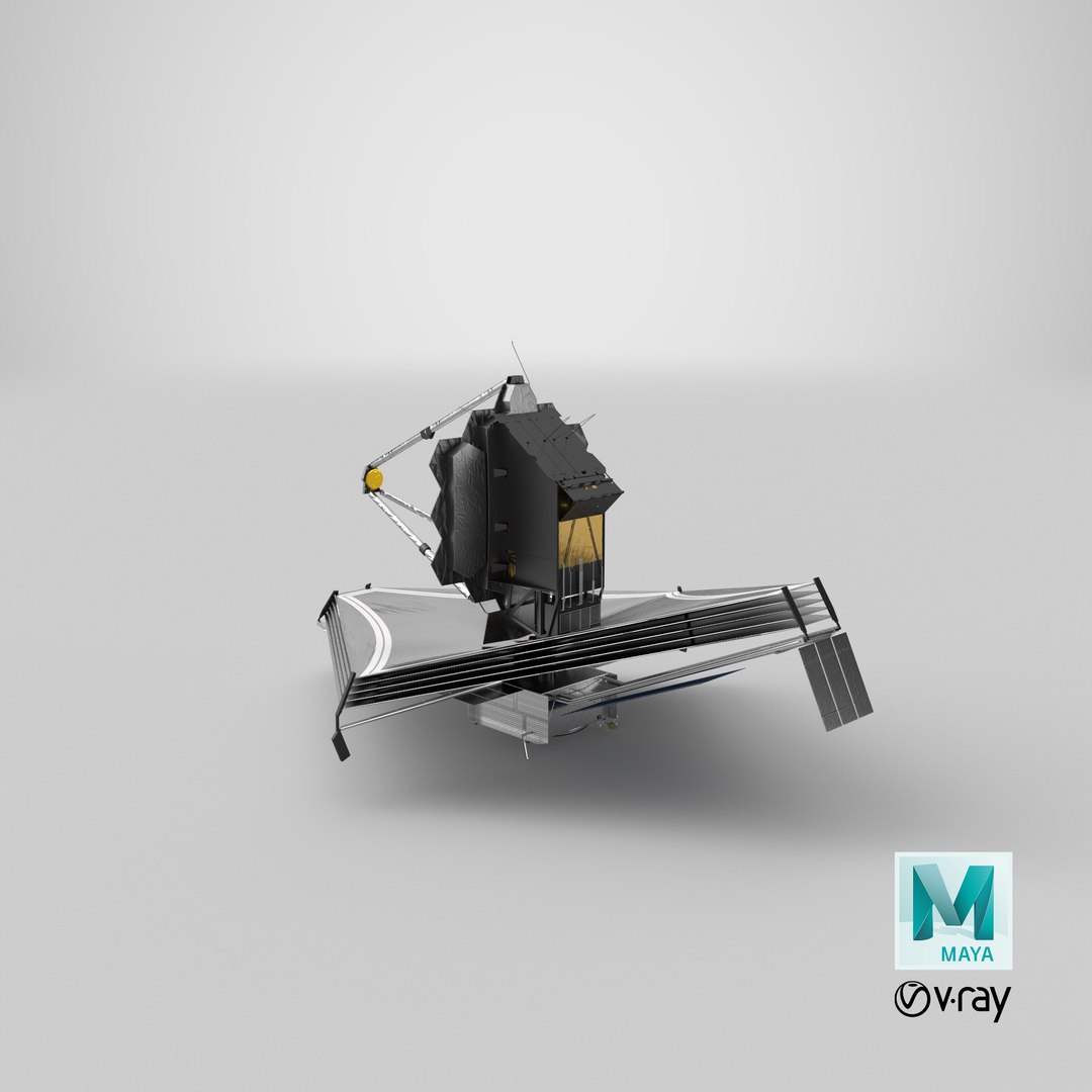 James Webb Space Telescope 3D model https://p.turbosquid.com/ts-thumb/it/9APVwy/ZE/stemcell_maya_vray_render/png/1674677412/1920x1080/fit_q87/7098ae600a0c19bc3ff0c2a42645dfde2f964baf/stemcell_maya_vray_render.jpg