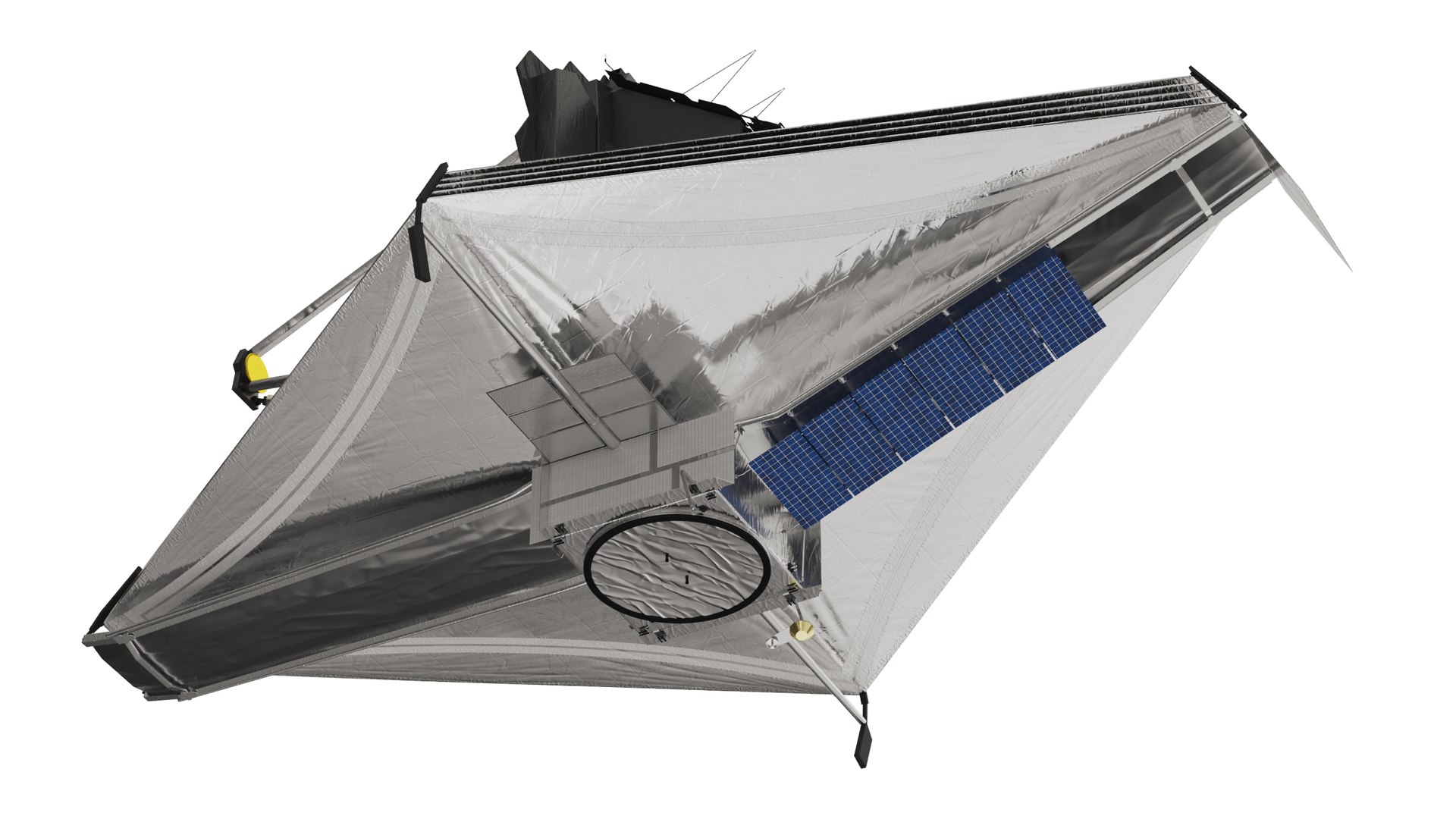 James Webb Space Telescope 3D model https://p.turbosquid.com/ts-thumb/it/9APVwy/a7/jameswebbspacetelescope3dsmodel011/jpg/1671410707/1920x1080/fit_q87/f157060c7cc1638b7ae3cf464e6b0a4dfed49ff4/jameswebbspacetelescope3dsmodel011.jpg