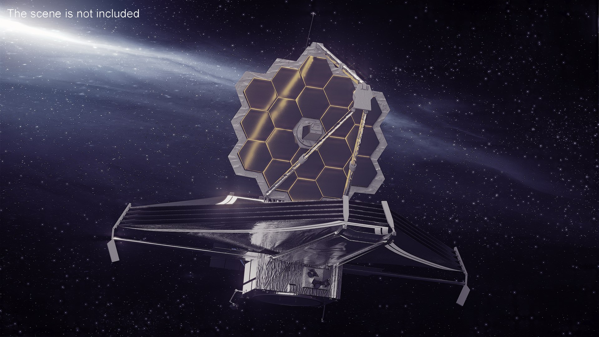 James Webb Space Telescope 3D model https://p.turbosquid.com/ts-thumb/it/9APVwy/w1/jameswebbspacetelescope3dsmodel003/jpg/1671410680/1920x1080/fit_q87/2fbc84fe075eae6ce93b2b44cf3db17099f44152/jameswebbspacetelescope3dsmodel003.jpg