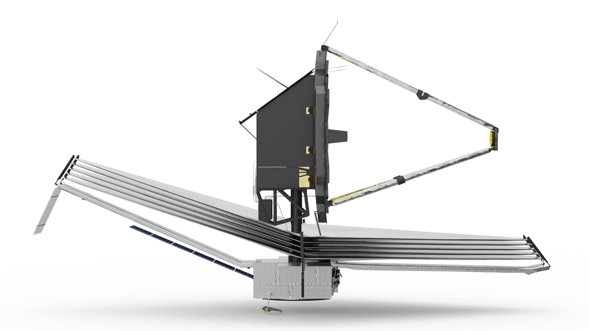 James Webb Space Telescope 3D model https://p.turbosquid.com/ts-thumb/it/9APVwy/z4/jameswebbspacetelescope3dsmodel013/jpg/1671410714/1920x1080/fit_q87/86bfeb136cb6273225bd58e2d952a5e26fa5d768/jameswebbspacetelescope3dsmodel013.jpg