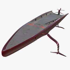 High-Speed Yacht Foiling Hull AC75 Red 3D model