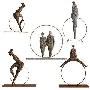 Human Sculptures 15 in circles 3D