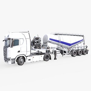 Truck 06 Chassis Cement Trailer White All PBR Unity UE Textures