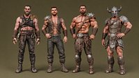 Realistic Barbarian Warriors Pack - 4 Fantasy Characters