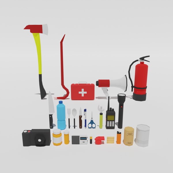 3D Low Poly Emergency Supply Pack model