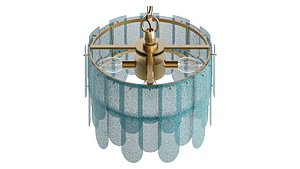 Aaron 19 5-Light Tiered Sapphire Blue Hammered Glass Chandelier model