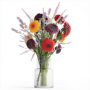 Bouquet of wildflowers chrysanthemum Lavender in a vase 396