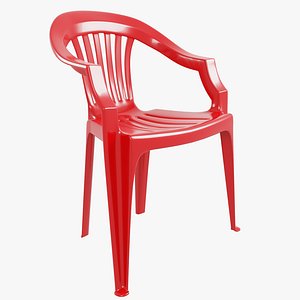 3D Red  Plastic  Chair model