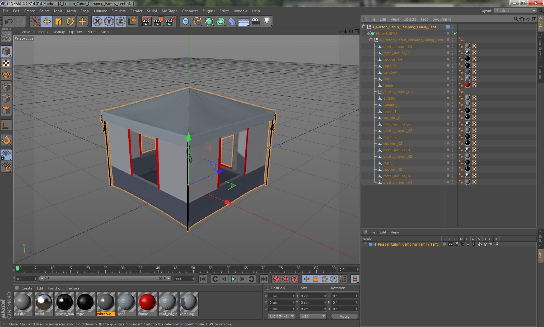 4 Person Cabin Camping Family Tent 3D Model preview
