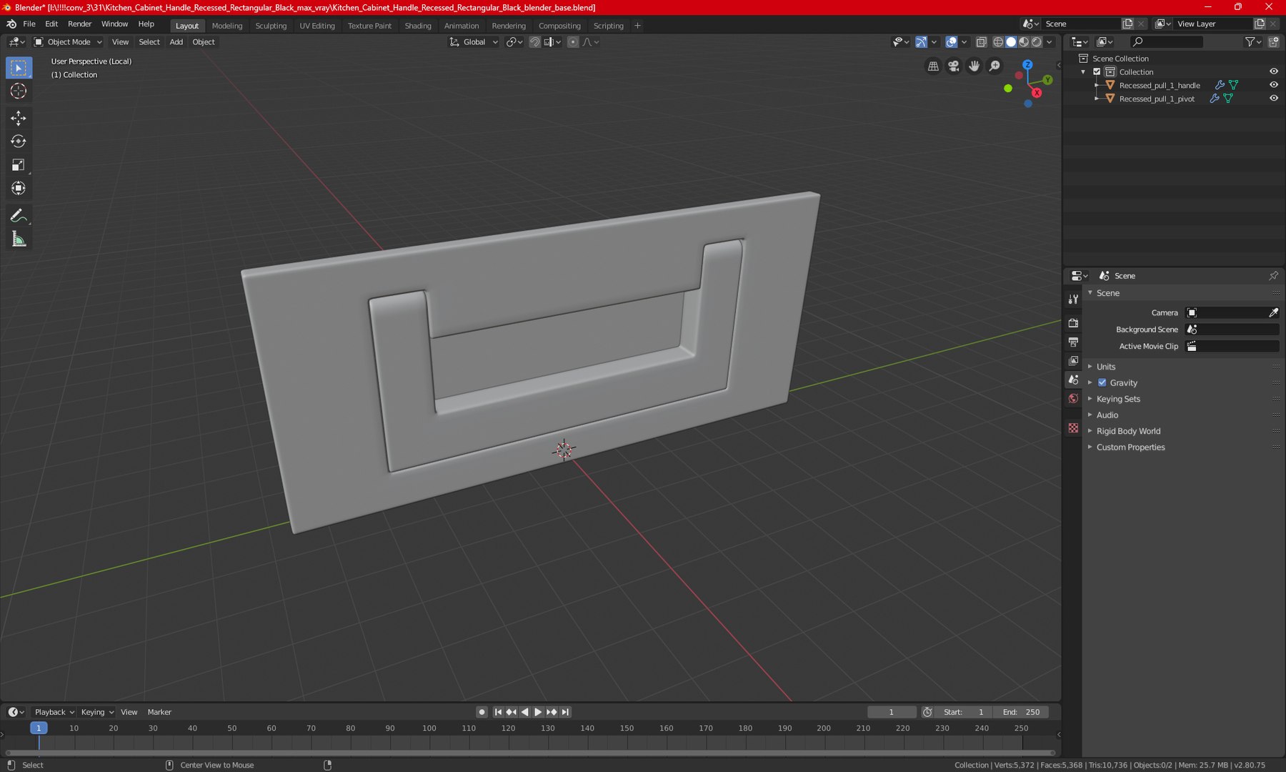 Kitchen Cabinet Handle Recessed Rectangular Black 3D Model - TurboSquid ...