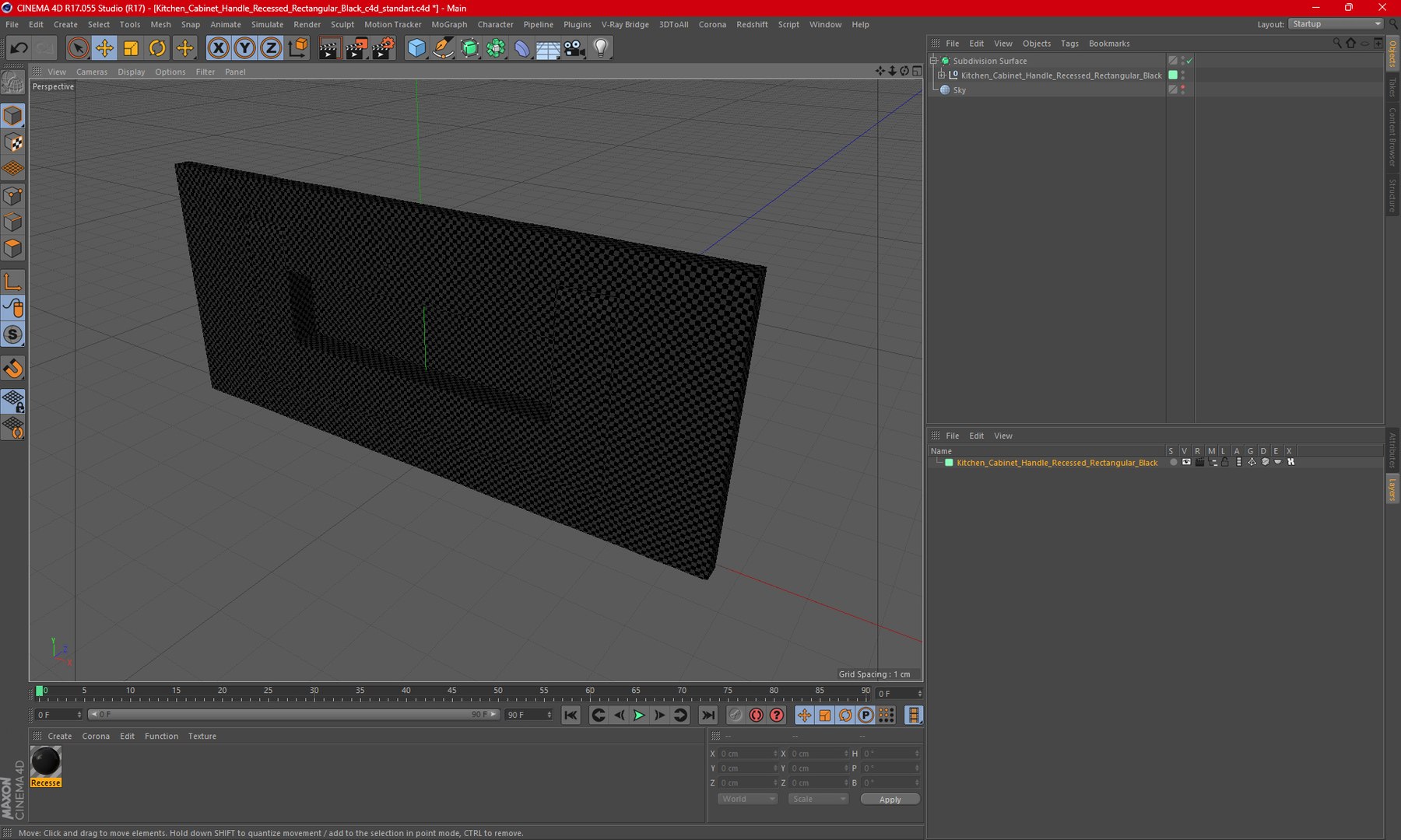 Kitchen Cabinet Handle Recessed Rectangular Black 3D Model - TurboSquid ...