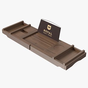 Bath Caddy Tray Dark Wood 3D