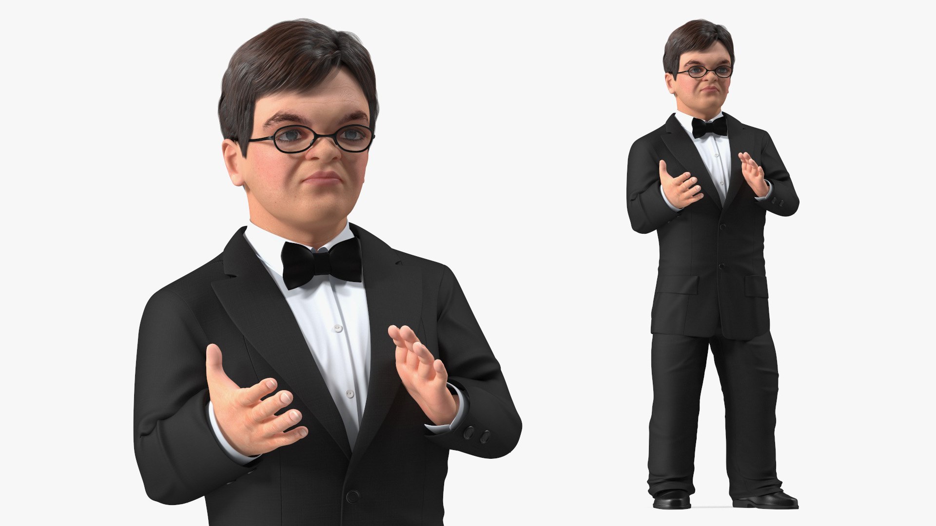 Character Dwarf Man Wearing Formal Suit Rigged 3D model preview