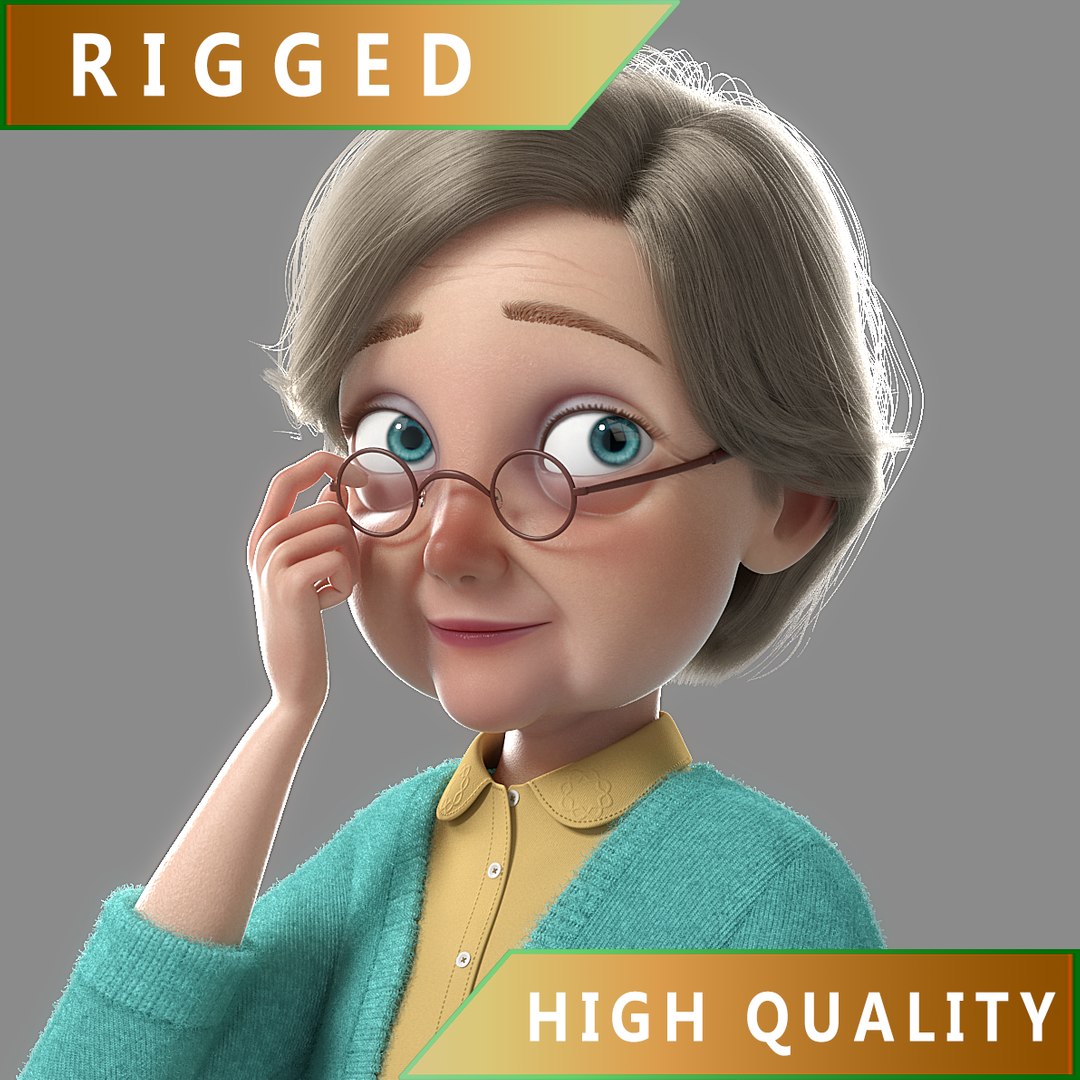 3D Cartoon Old Woman Rigged Character - TurboSquid 1420239, image size:1080x1080