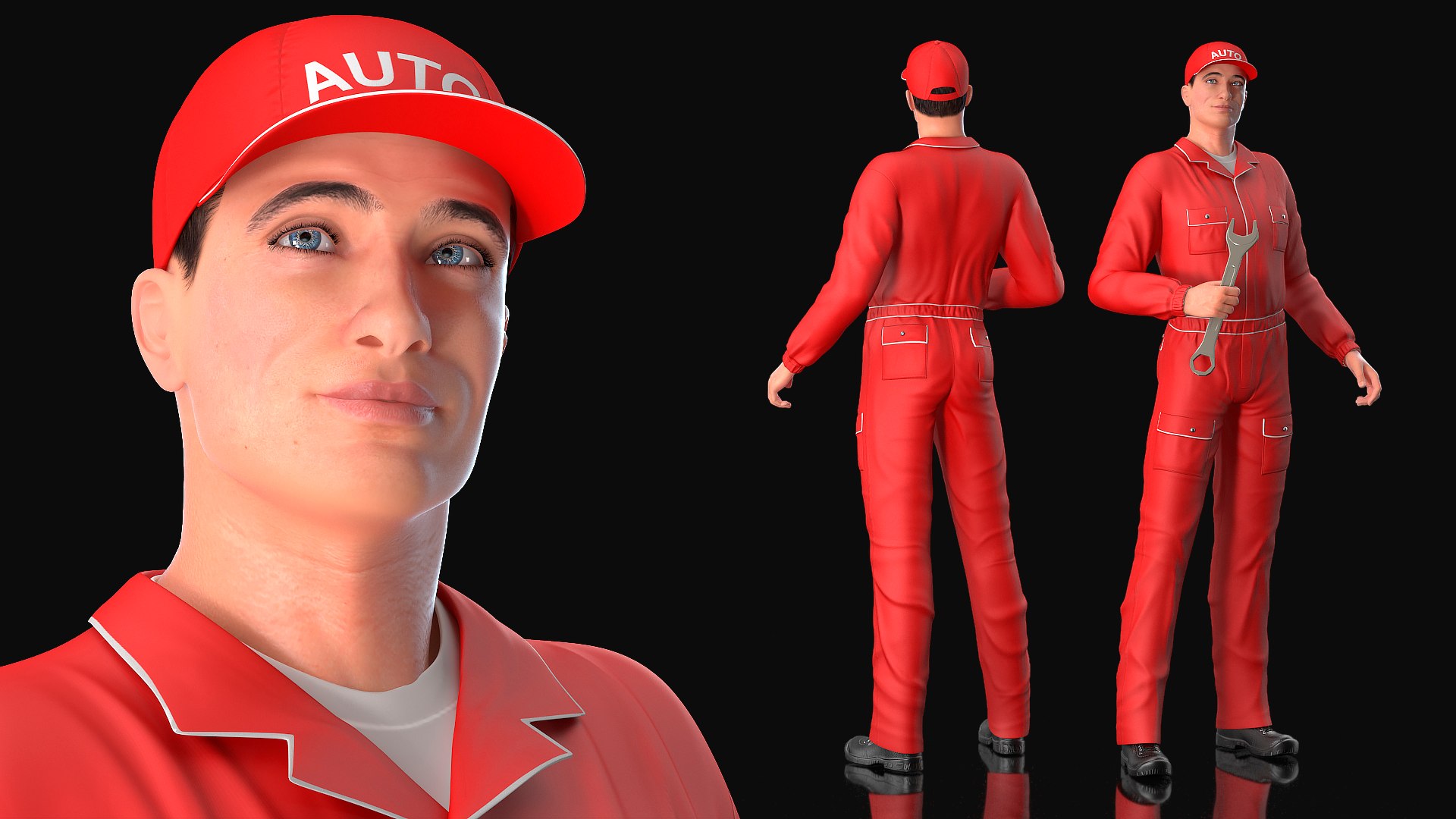 Auto Mechanic Standing Pose 3D model preview