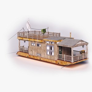 River Boat House Mobile Home 3D model