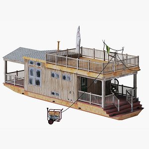 River Boat House Mobile Home 3D model