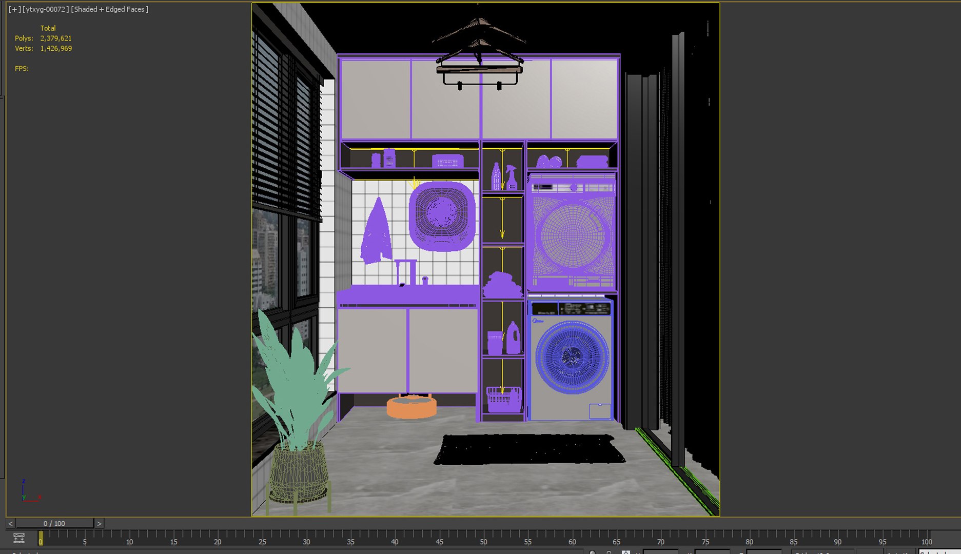 3D Model Modern Balcony Laundry Cabinet Combination Laundry Room Home ...
