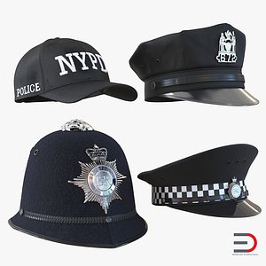 police hats 2 3d model