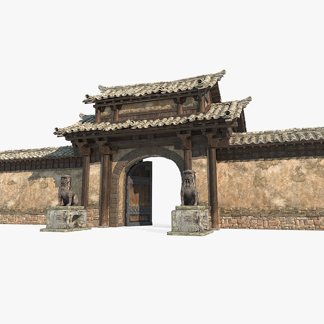 3D Ancient Asian Architectural Gates And Walls Model - TurboSquid 2370229