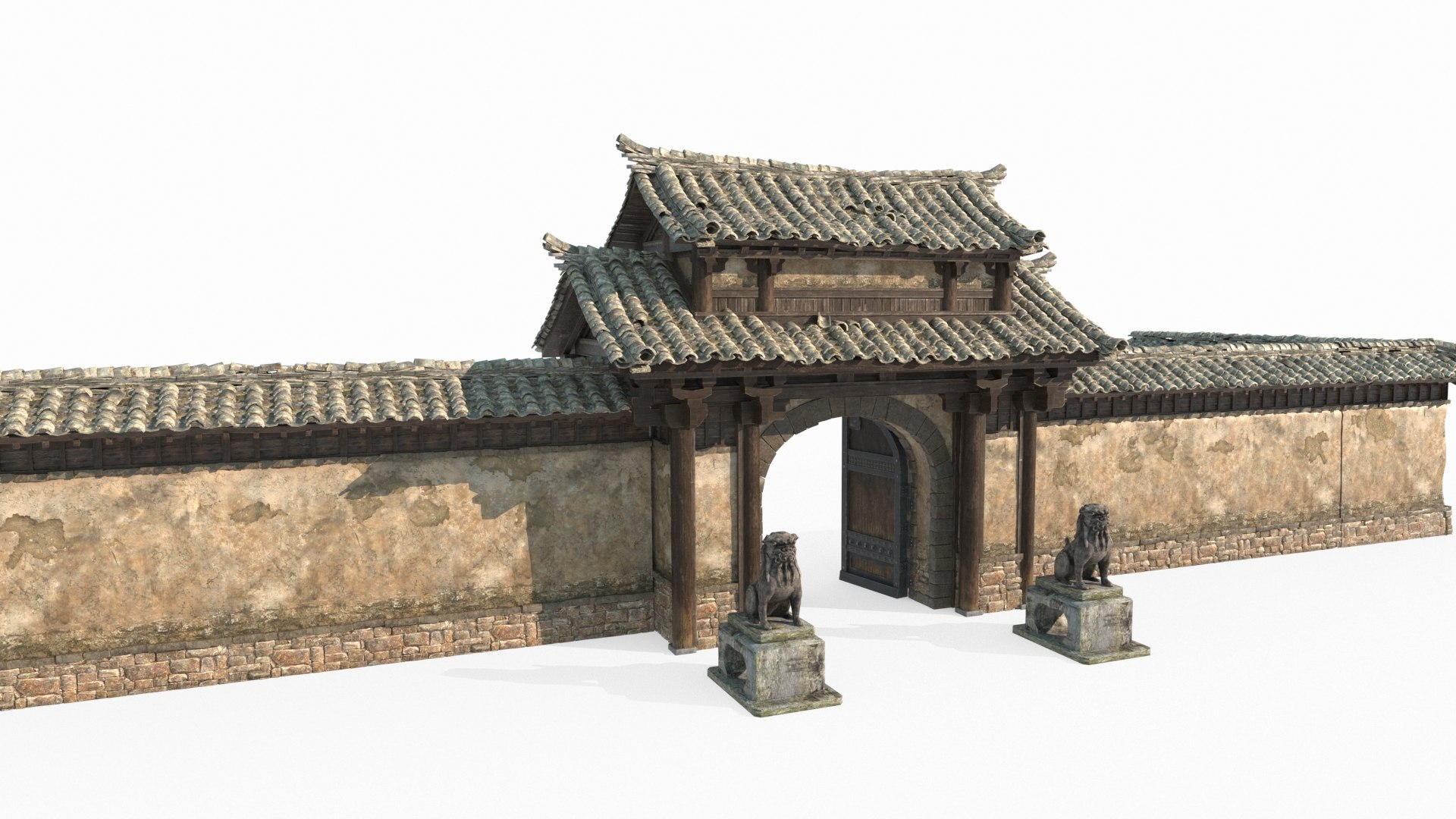 3D Ancient Asian Architectural Gates And Walls Model - TurboSquid 2370229